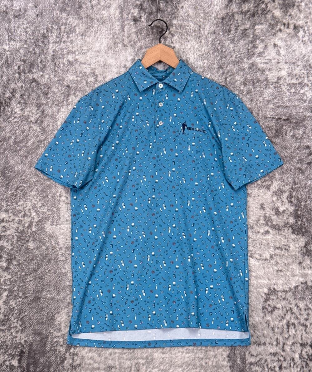 Southern Tide Polo Shirt Small Mens Blue Golf Performance Cocktail Print